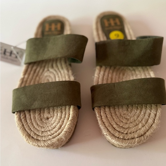 Haute Hippie Shoes - Haute Hippie Olive Green Double-Strap Espadrille Slide Sandals Women’s 9 New